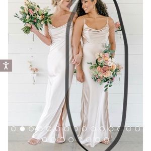 Revelry Skye Satin Dress in Gold Champagne